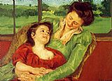 Mary Cassatt Famous Paintings - Reine Lefebre And Margot Before A Window